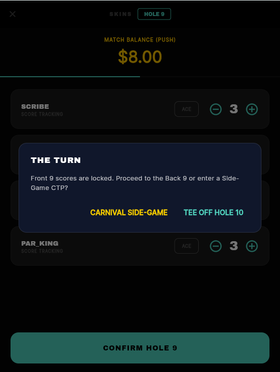 The Turn — Front 9 locked, side games